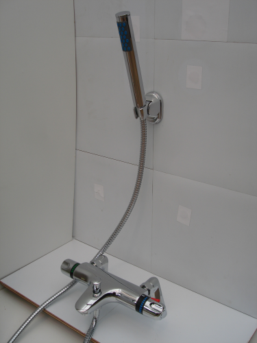 Deck mounted Thermostatic Bath Shower Mixer & Pencil Hand Shower Set