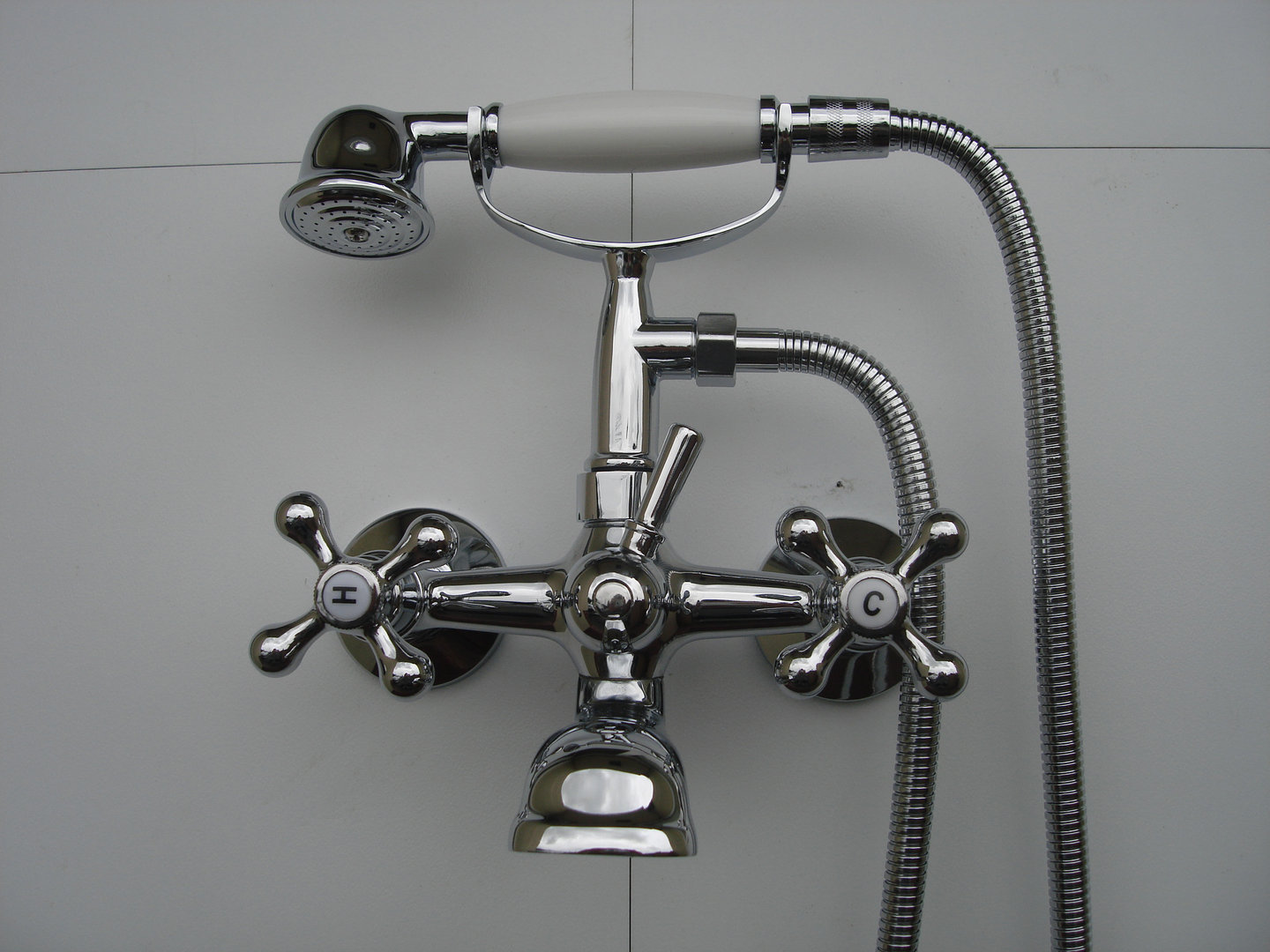 OurTaps 019N3 Traditional Victorian Style Low Pressure Bath Shower Mixer Taps Cross Handles Telephone Cradle 