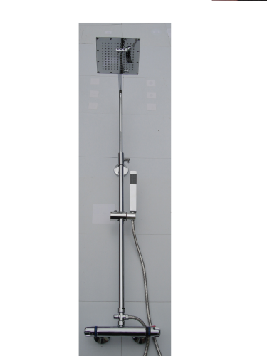 EXPOSED THERMOSTATIC RISER SHOWER WITH 'SQUARE' SLIMLINE SHOWER HEAD