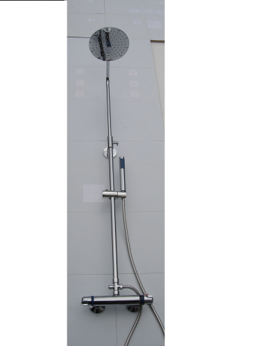 EXPOSED THERMOSTATIC RISER SHOWER WITH 'ROUND' SLIMLINE SHOWER HEAD